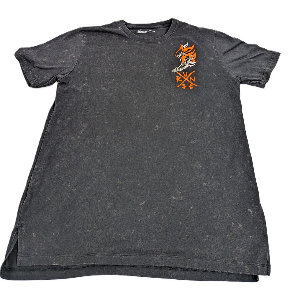 Men's Under Armour Destroy All Miles Short Sleeve T-shirt Tie Dye Black Sz M